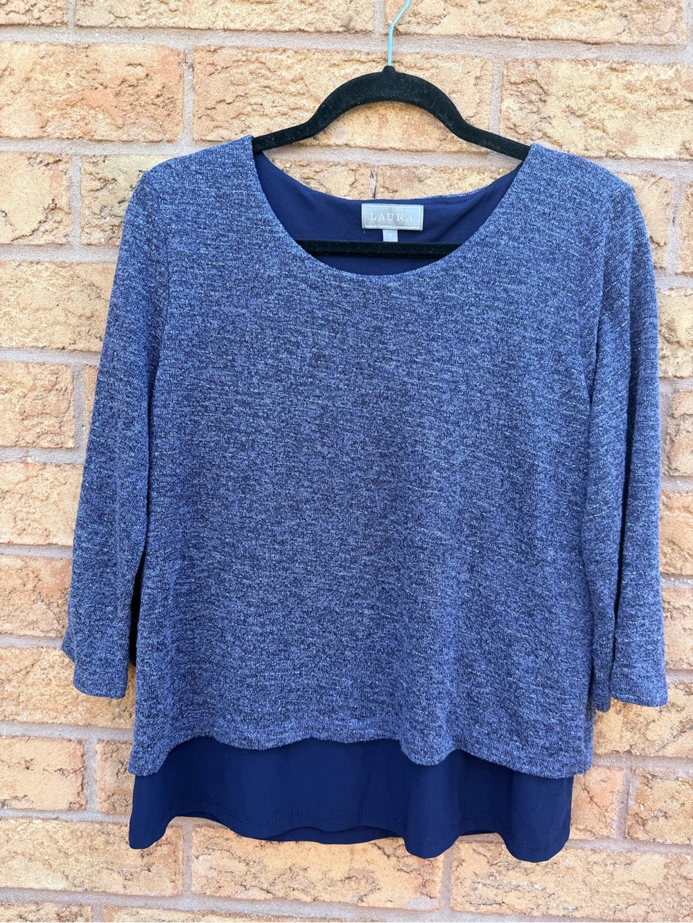 💫4/$25 • Laura Two-Layer Navy Knit Pullover Top